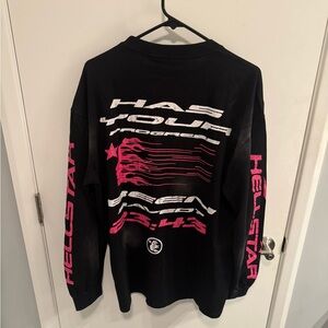 Hellstar long sleeve T shirt black/pink/white size XL